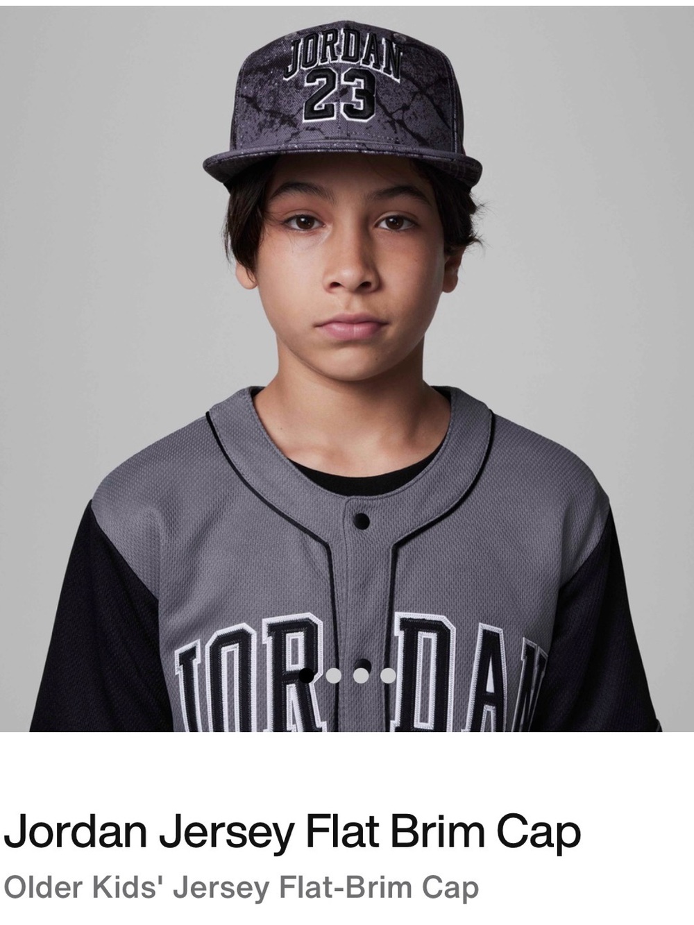 Jordan Jersey Flat Brim Cap- Gray/Black